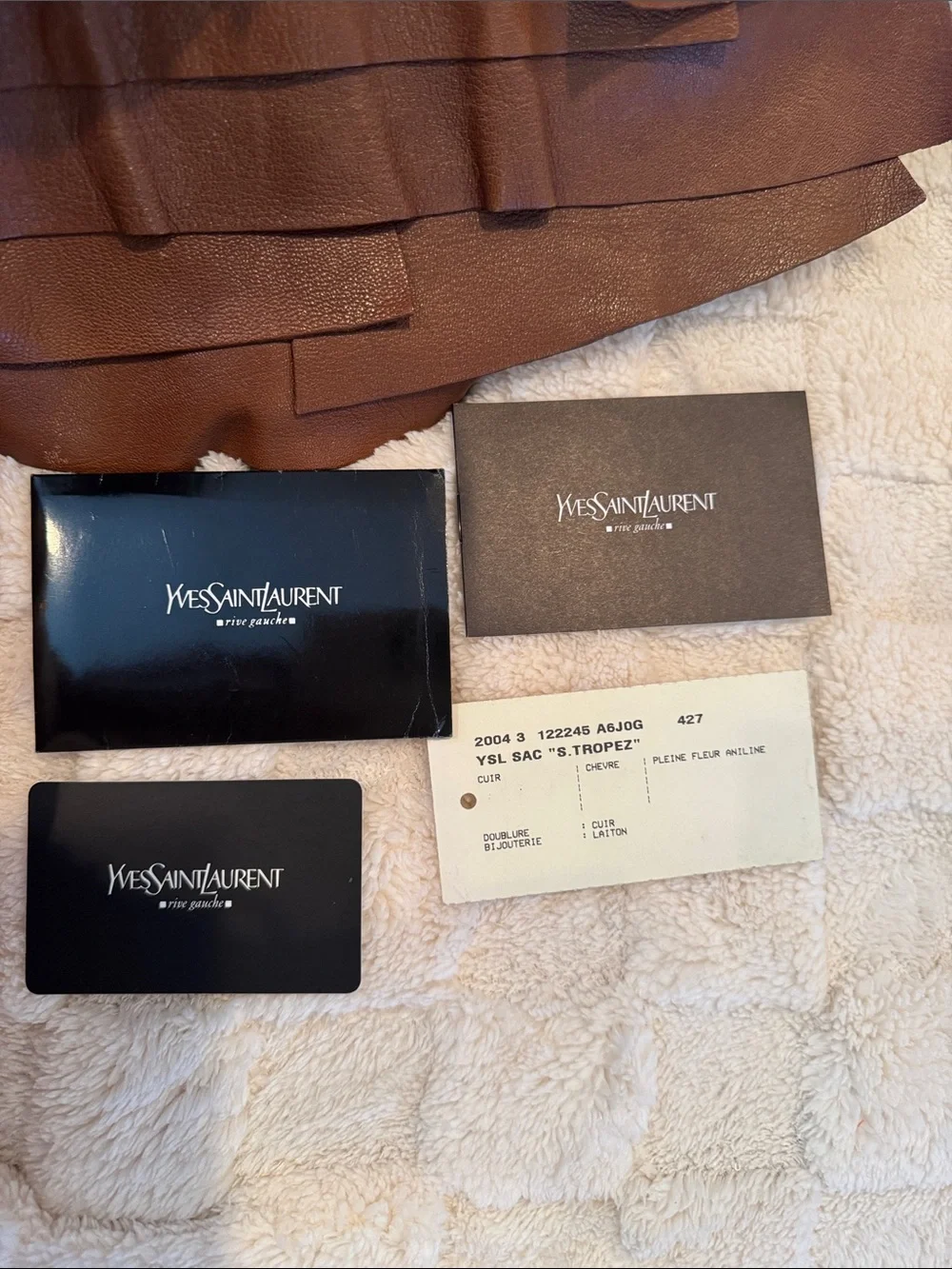 Yves Saint Laurent Brown Ruffled Leather Hobo